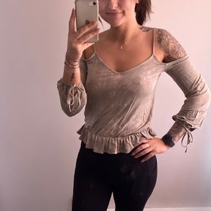 Olive green acid wash top